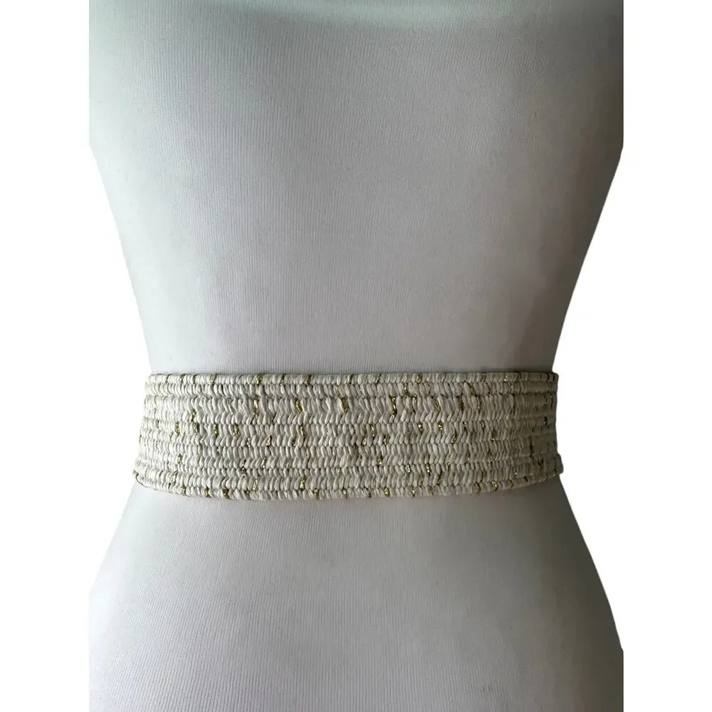 Vintage ‘80s White & Gold Stretchy Adjustable Belt